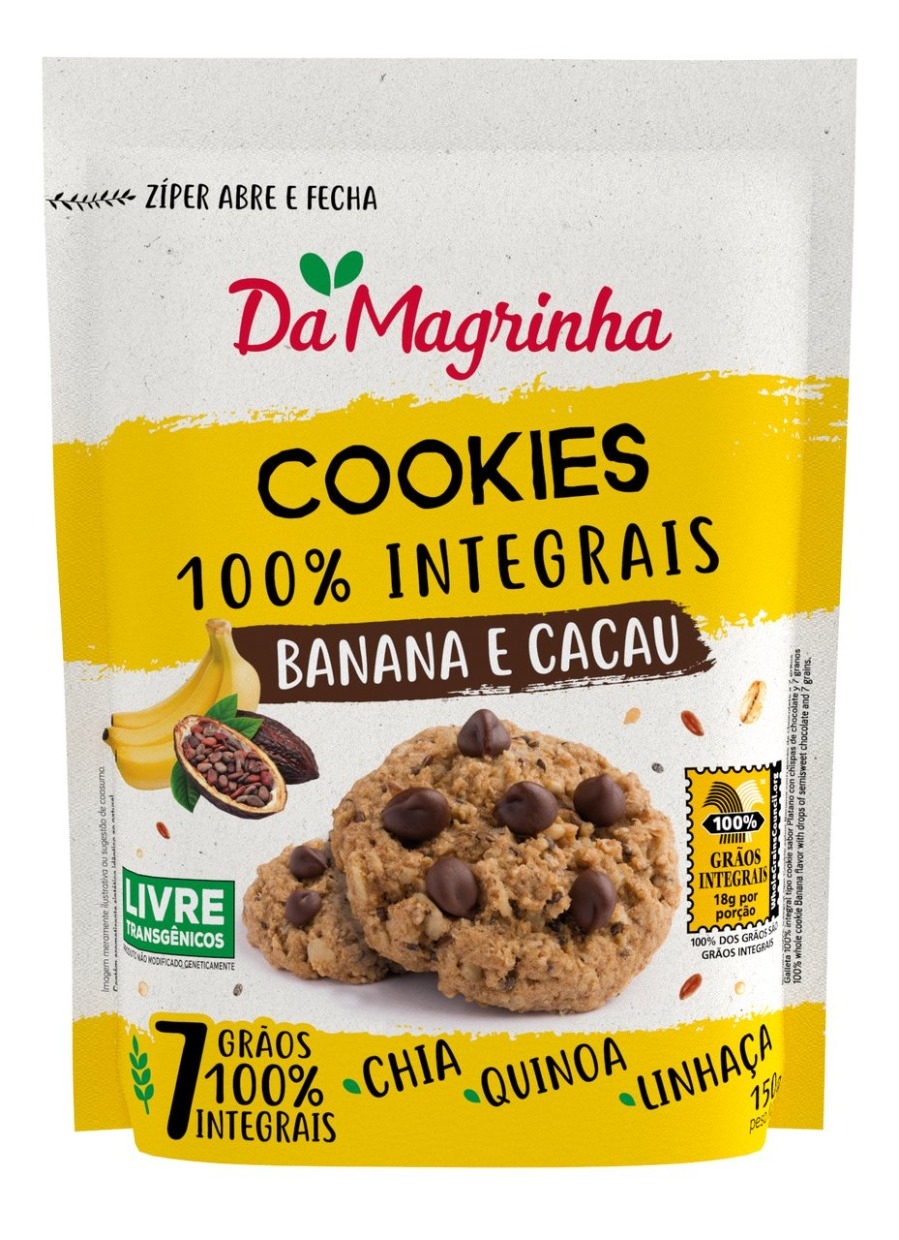 Cookies 7 grãos 100 Integral Banana e Cacau Da Magrinha 100