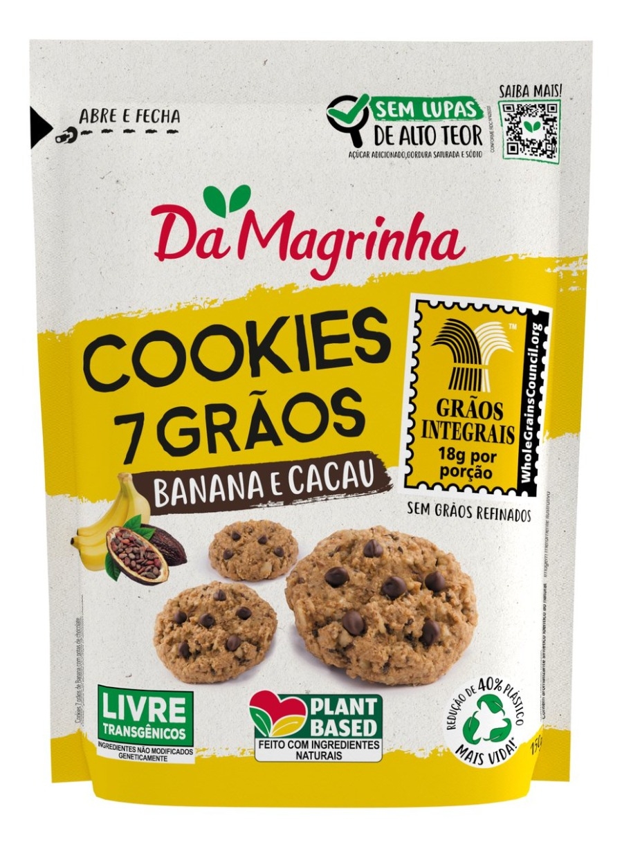 Cookies 7 Grãos Banana E Cacau 150g - Da Magrinha |100% INTEGRAL ...